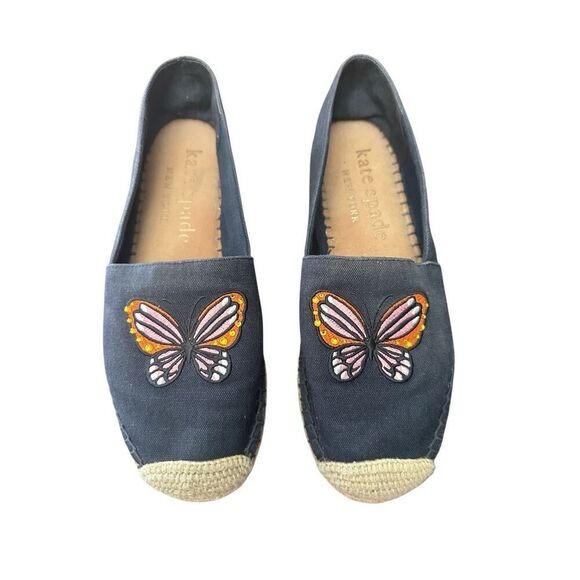 Kate Spade Aflutter Butterfly Embroidery Espadrille Flat Loafer Women Size 9B - Picture 1 of 8